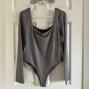 Forever 21 Gray Drape Neck Top